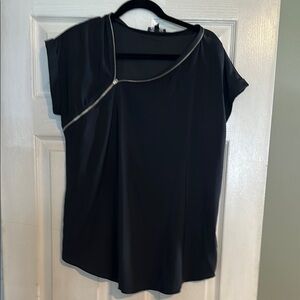 Black Women's Top with Silver Accent